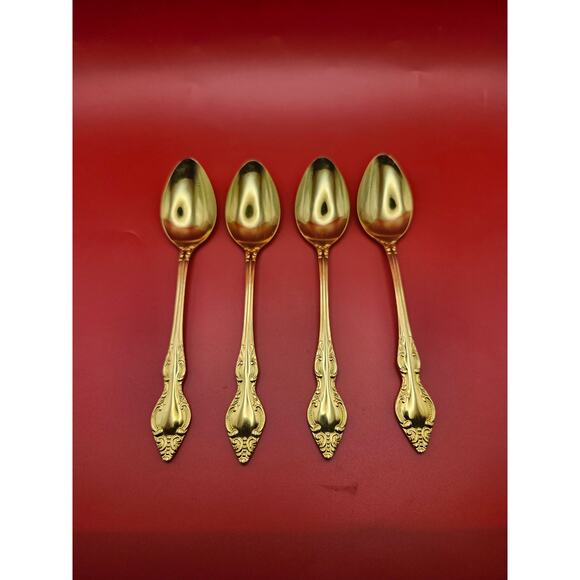 Set of 4 Golden Rexford Gold Electroplate Teaspoons 6.25” National Stainless - Picture 1 of 7